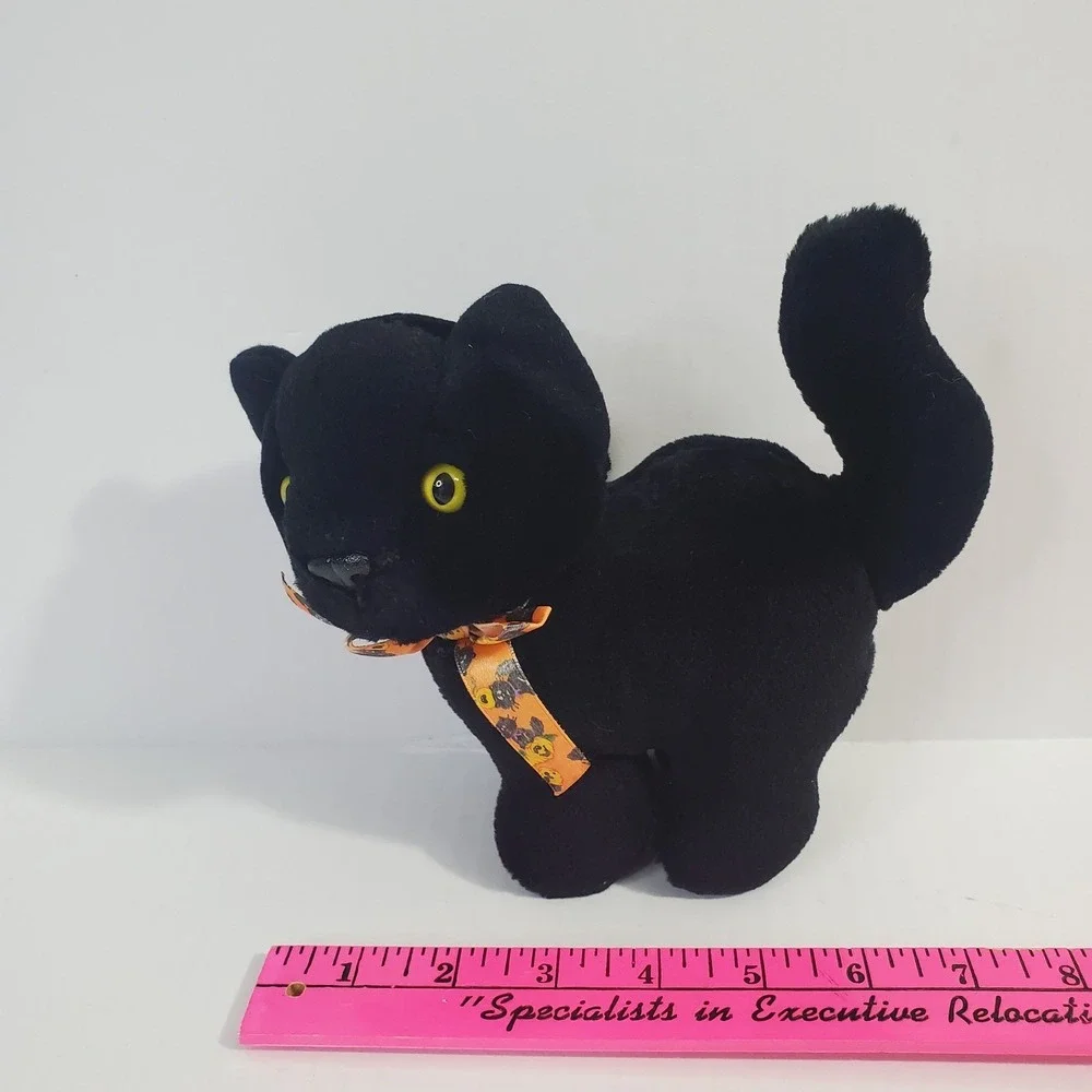Vintage Arched Back Black Cat Halloween Plush 7